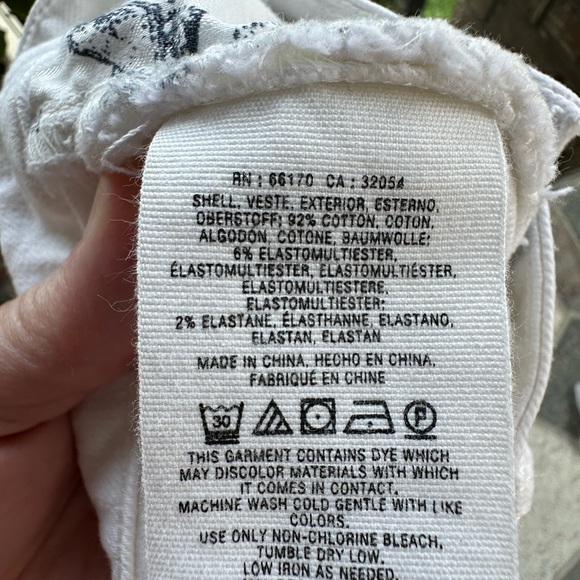 Anthropologie by Pilcro cut out cropped wide legged white jeans with tan trim - Picture 12 of 12